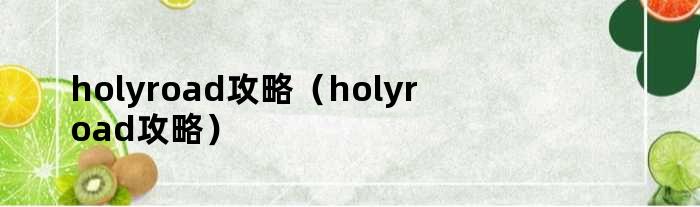 holyroad攻略（holyroad攻略）